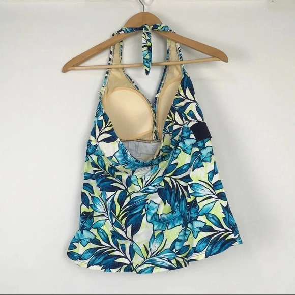 Swimsuits For All Tropical Print Halter Tankini‎ Top Size 12 - Picture 3 of 6